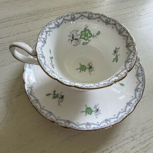 Vintage Shelley Cup and Saucer Green Charm